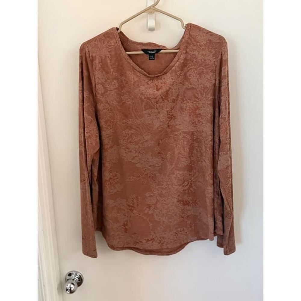 Simply Vera Vera Wang Floral Burnout Top - Plus Size XXL - Rose Rust